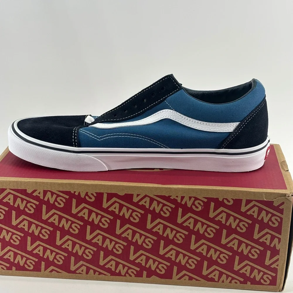 Vans Old Skool Sneakers Mens 10.5 Womens 12 Navy Black Suede Canvas VN000D3HNVY
